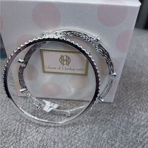 House of Harlow 1960 Silver Stacked Bangle Bracelet Set of 2